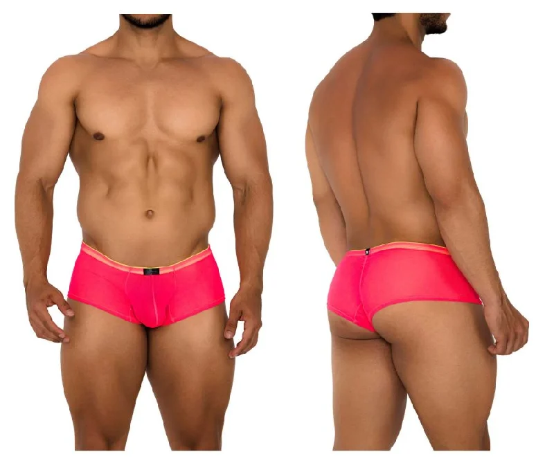 Tag - less men's boxer briefs to prevent irritationXtremen 91188 Tulle Mesh Trunks Color Pink