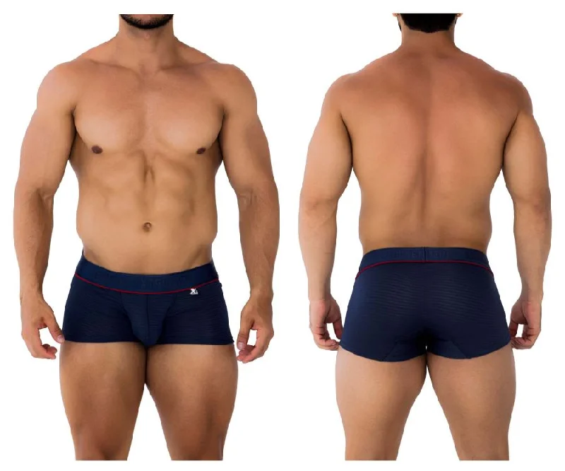 Moisture - wicking men's boxer briefs for sports activitiesXtremen 91196 Jacquard Trunks Color Dark Blue