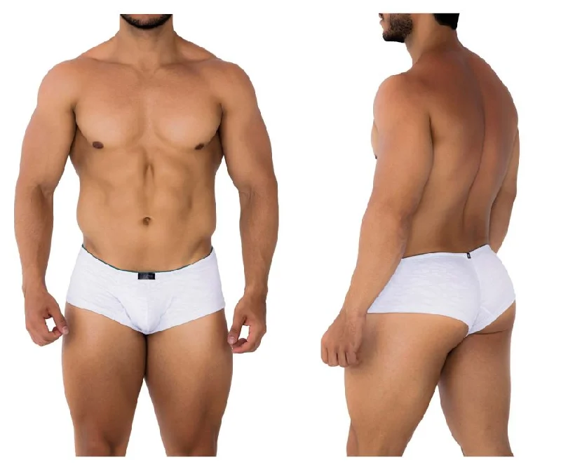 Mesh - paneled men's boxer briefs for ventilationXtremen 91199 Jacquard Trunks Color White