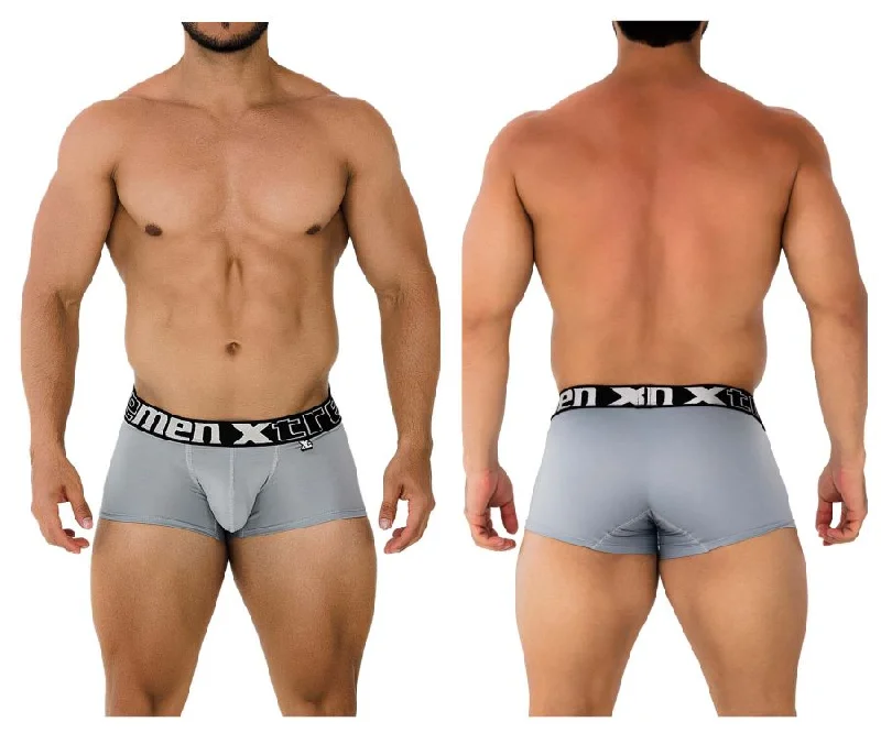 High - rise men's boxer briefs for extra supportXtremen 91202 Microfiber Trunks Color Gray